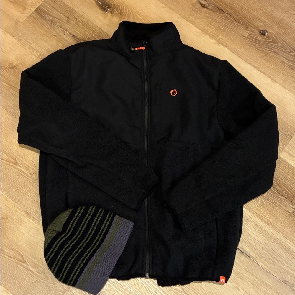 💗The American Outdoorsman Black Men's Jacket med cold weather hat layering